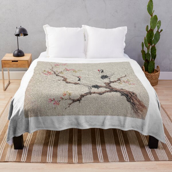 Item preview, Japanese Sumi-e Red Crowned Cranes Cherry designed and sold by JeraldChieftain.