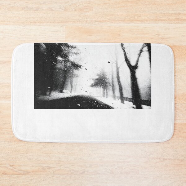 Item preview, High Contrast Monochrome Winter Blizzard Forest Road designed and sold by MarizsaMoluk.