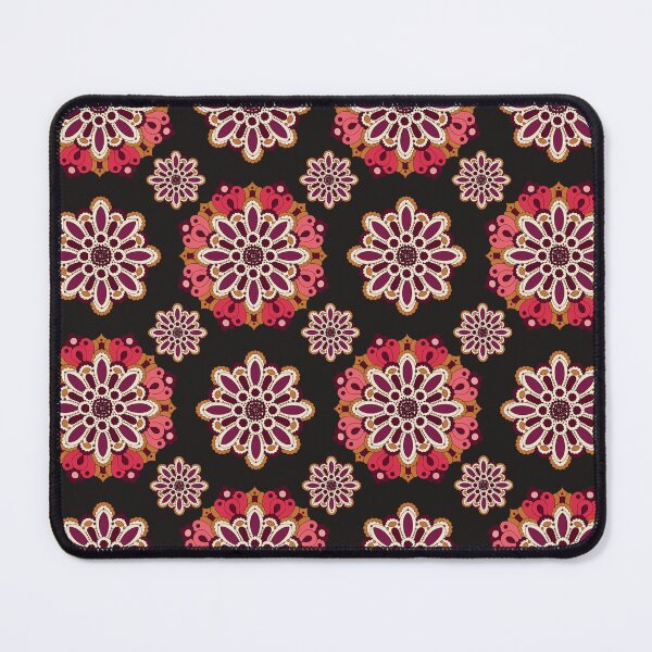 Item preview, Vintage Boho Floral Mandala Pattern – Burgundy & Coral Folk Art Main Tag designed and sold by Mousy17.