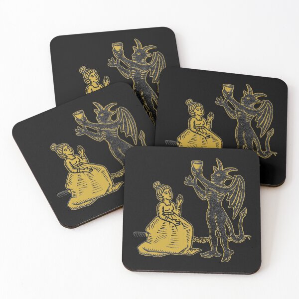 Item preview, The Demon and the Maiden (yellow version) - Medieval Gothic Illustration designed and sold by Dungeon-Shop.