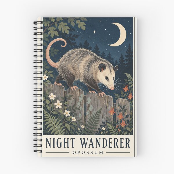 Item preview, Opossum Night Wanderer Wildlife Midcentury Painted Art designed and sold by VisualArtsOasis.