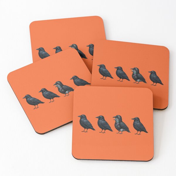 Item preview, Detailed Crow Illustrations with One Unique Central Corvid, Monochromatic Gothic Style designed and sold by MotivaChic.