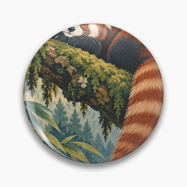 Item preview, Red Panda Forest Daydream Wildlife Classic Midcentury Artwork designed and sold by VisualArtsOasis.