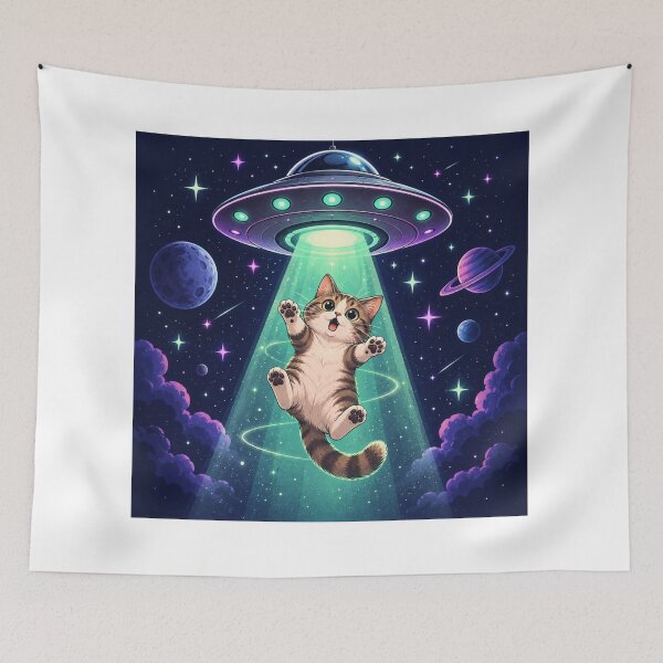 Item preview, Funny Cat Abducted by UFO designed and sold by CanArtVision.