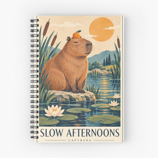 Item preview, Capybara Slow Afternoons Wildlife Vintage Midcentury Scene designed and sold by VisualArtsOasis.