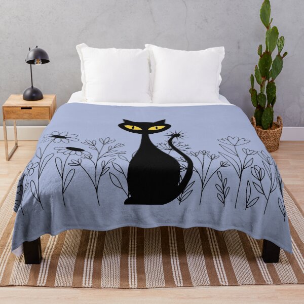Item preview, Spooky-Cool Cat & flower illustration designed and sold by 247DesignStudio.