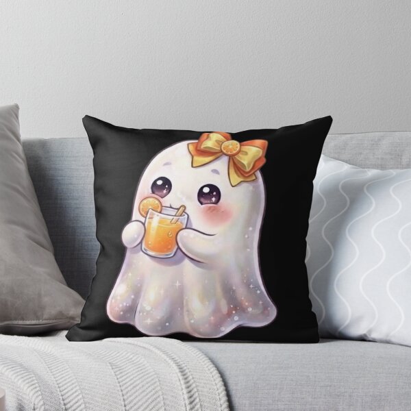 Item preview, Cute Kawaii Ghost Drinking a Orange Juice Design / Halloween / Cafe / Ghosts / Foodie / Drinks / T-shirts mugs stickers phone case hardcover journal poster designed and sold by TeenLake.