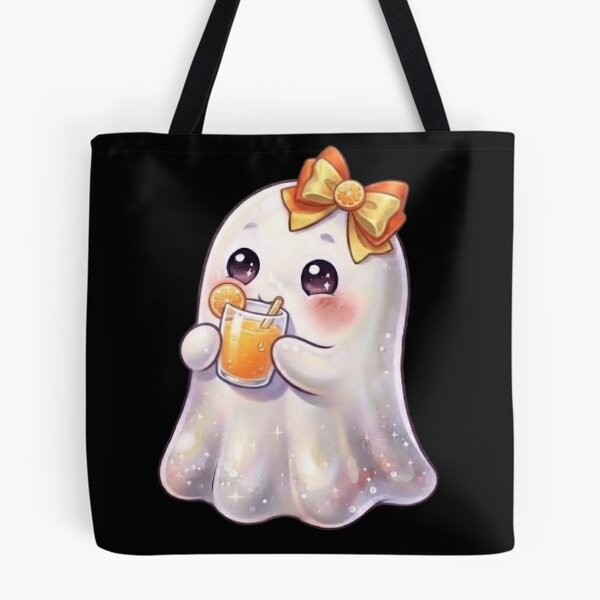 Item preview, Cute Kawaii Ghost Drinking a Orange Juice Design / Halloween / Cafe / Ghosts / Foodie / Drinks / T-shirts mugs stickers phone case hardcover journal poster designed and sold by TeenLake.