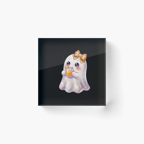 Item preview, Cute Kawaii Ghost Drinking a Orange Juice Design / Halloween / Cafe / Ghosts / Foodie / Drinks / T-shirts mugs stickers phone case hardcover journal poster designed and sold by TeenLake.