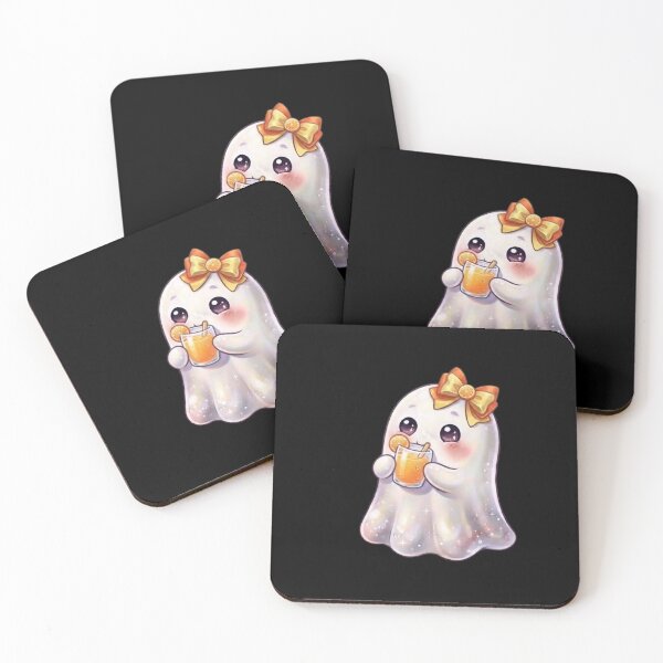 Item preview, Cute Kawaii Ghost Drinking a Orange Juice Design / Halloween / Cafe / Ghosts / Foodie / Drinks / T-shirts mugs stickers phone case hardcover journal poster designed and sold by TeenLake.