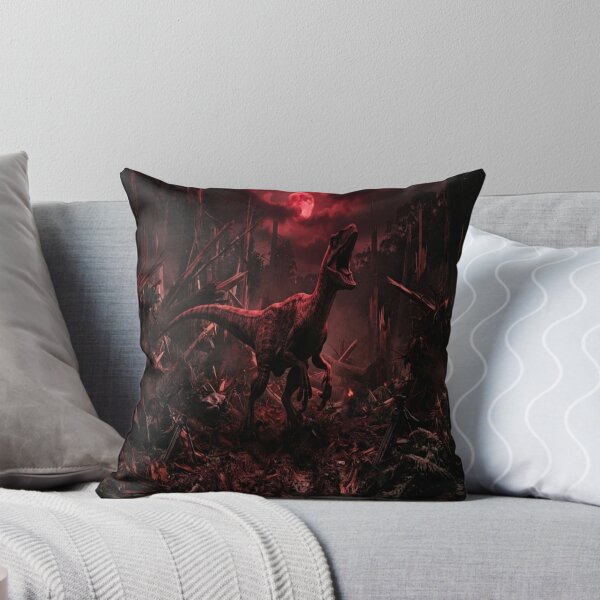 Item preview, Raptor Dinosaur Under Red Moon in Destroyed Forest designed and sold by AfresStudio.
