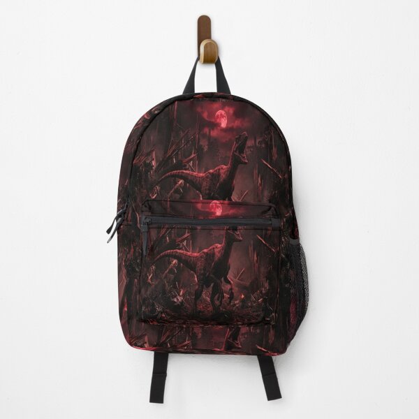 Item preview, Raptor Dinosaur Under Red Moon in Destroyed Forest designed and sold by AfresStudio.