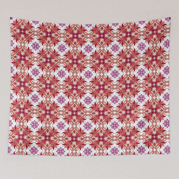 Item preview, Boho Ornamental Floral Pattern – Pink & Coral Paisley Folk Art designed and sold by Mousy17.