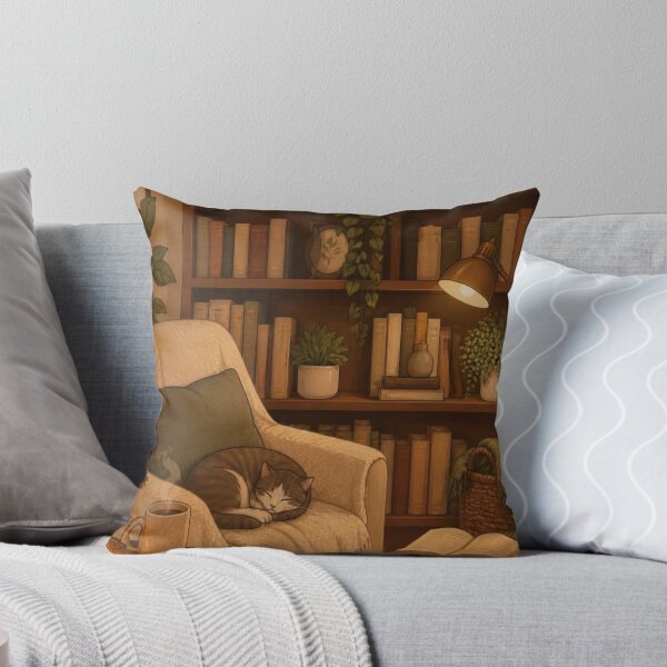 Item preview, Cozy Hygge Library Sleeping Cat designed and sold by creativerooney.