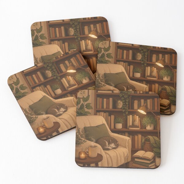Item preview, Cozy Hygge Library Sleeping Cat designed and sold by creativerooney.