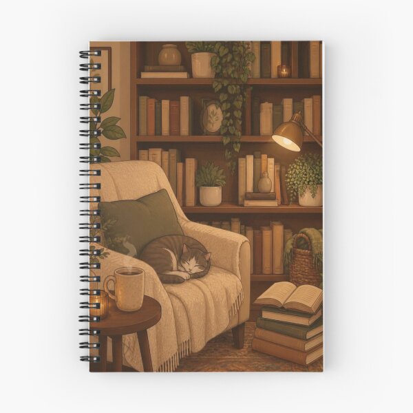 Item preview, Cozy Hygge Library Sleeping Cat designed and sold by creativerooney.