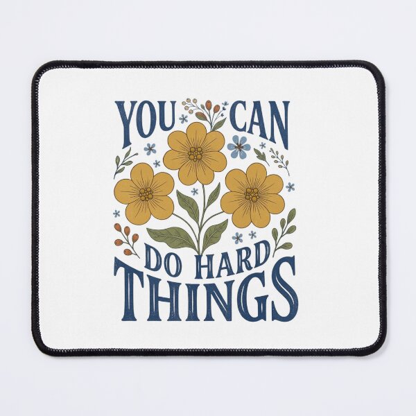 Item preview, Retro Folk Floral "YOU CAN DO HARD THINGS" Inspirational Design designed and sold by MotivaChic.