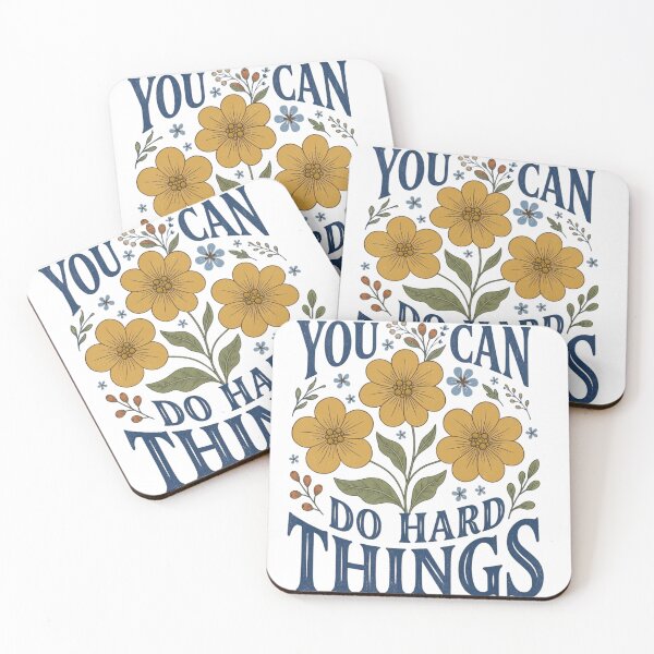Item preview, Retro Folk Floral "YOU CAN DO HARD THINGS" Inspirational Design designed and sold by MotivaChic.