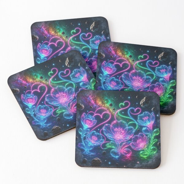 Item preview, Cosmic Neon Blooms: Bioluminescent Galaxy Flowers designed and sold by Breezes-of-Ida.
