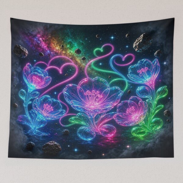 Item preview, Cosmic Neon Blooms: Bioluminescent Galaxy Flowers designed and sold by Breezes-of-Ida.