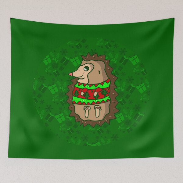 Item preview, ugly christmas hedgehog cute green designed and sold by Gossip Rag.