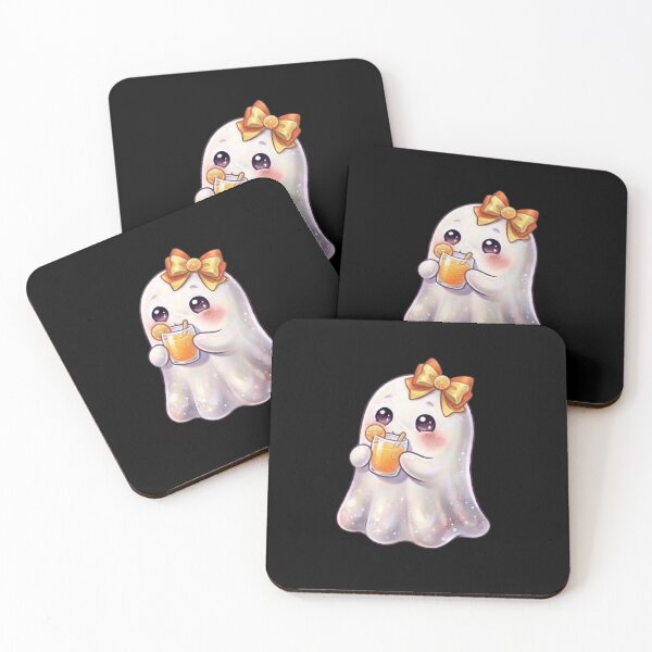 Item preview, Cute Kawaii Ghost Drinking a Orange Juice Design / Halloween / Cafe / Ghosts / Foodie / Drinks / T-shirts mugs stickers phone case hardcover journal poster designed and sold by TeenLake.