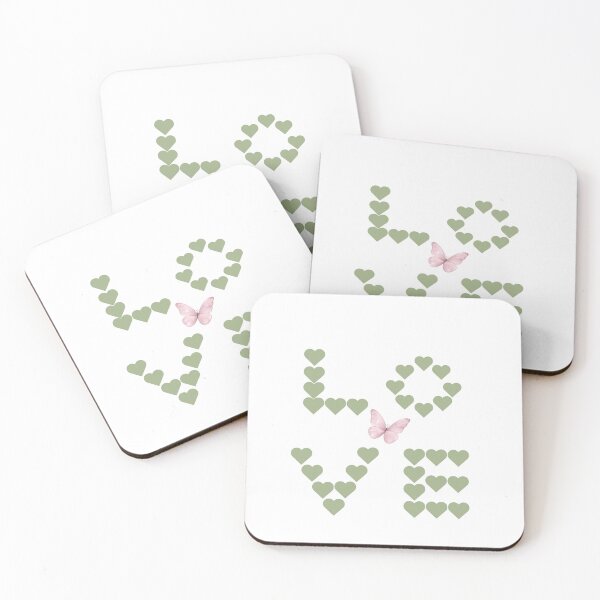 Item preview, Sage Green Hearts Love with Butterfly designed and sold by MissLotusStudio.