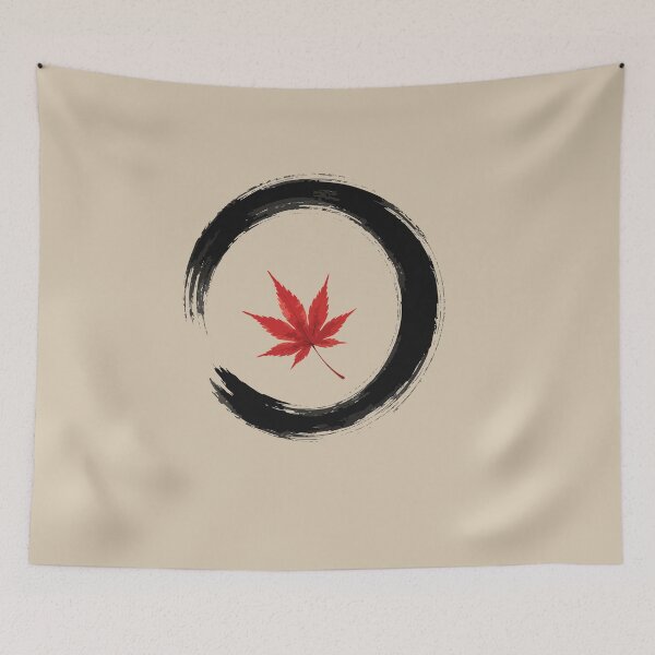 Item preview, Japanese Maple Leaf Enso Circle Zen Art designed and sold by SimplePoDesign.