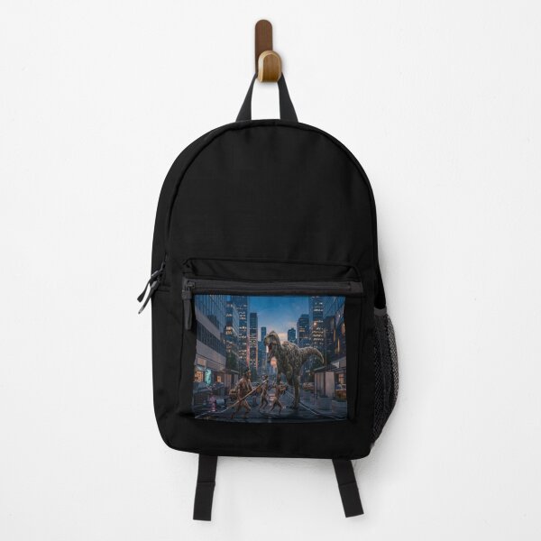 Item preview, T Rex Attacking Warriors in Modern City Street designed and sold by AfresStudio.
