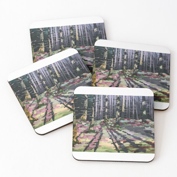 Item preview, Impasto Woodland Clearing Sunlit Pine Trunks designed and sold by MarizsaMoluk.