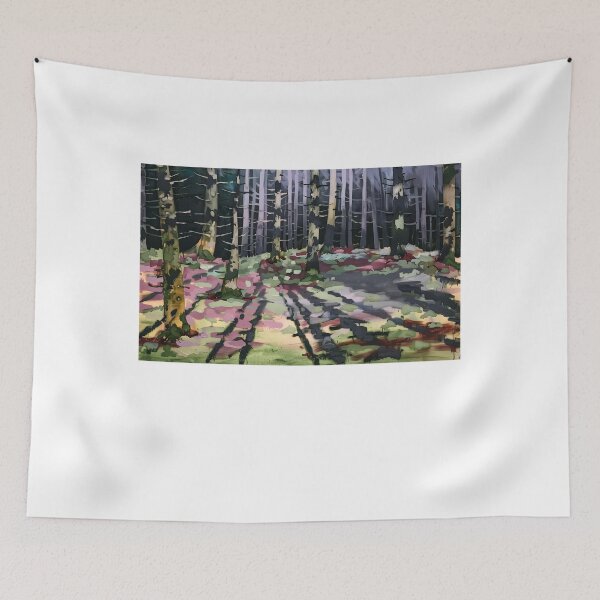 Item preview, Impasto Woodland Clearing Sunlit Pine Trunks designed and sold by MarizsaMoluk.
