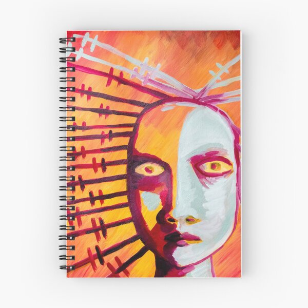 Item preview, Expressionist Spiked Hair Face Vibrant Red Acrylic designed and sold by JeraldChieftain.