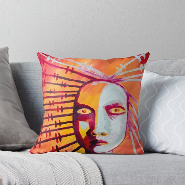 Item preview, Expressionist Spiked Hair Face Vibrant Red Acrylic designed and sold by JeraldChieftain.