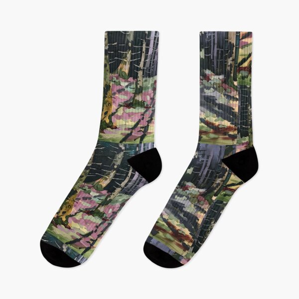 Item preview, Impasto Woodland Clearing Sunlit Pine Trunks designed and sold by MarizsaMoluk.