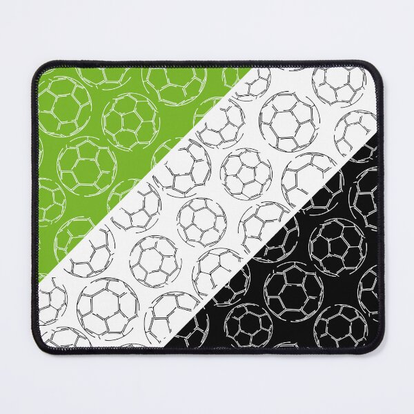 Item preview, Line art soccer balls on angled color blocks - bright green & black designed and sold by katzdzynes.