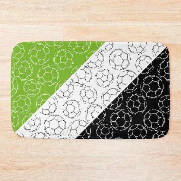 Item preview, Line art soccer balls on angled color blocks - bright green & black  designed and sold by katzdzynes.