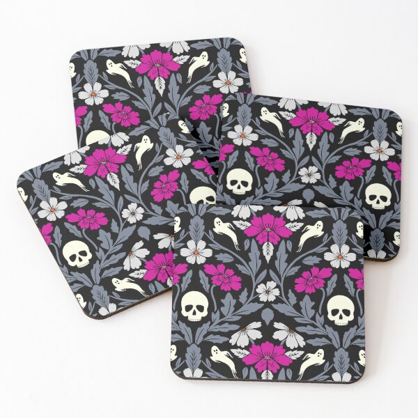 Item preview, Halloween ghost damask in magenta designed and sold by Jennifer Ladd.