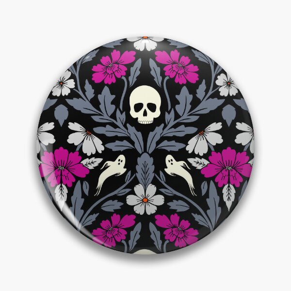 Item preview, Halloween ghost damask in magenta designed and sold by Jennifer Ladd.