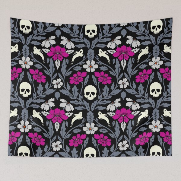 Item preview, Halloween ghost damask in magenta designed and sold by Jennifer Ladd.
