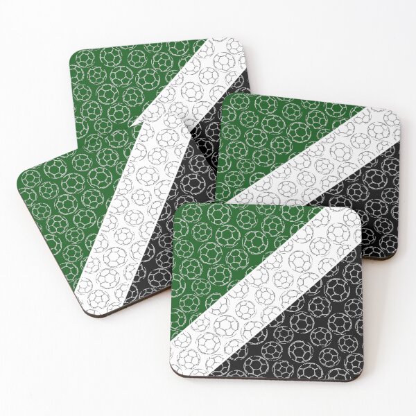 Item preview, Line art soccer balls on angled color blocks - green & black  designed and sold by katzdzynes.