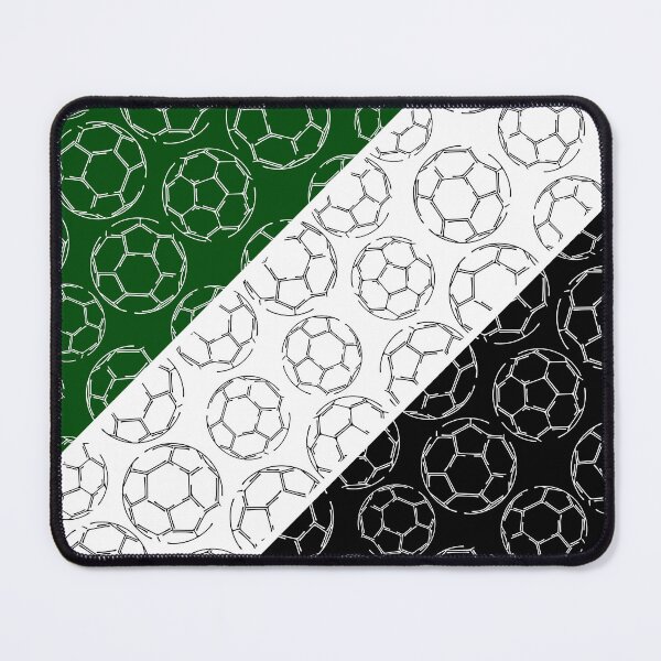 Item preview, Line art soccer balls on angled color blocks - green & black designed and sold by katzdzynes.