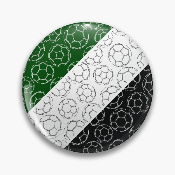 Item preview, Line art soccer balls on angled color blocks - green & black  designed and sold by katzdzynes.