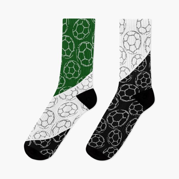 Item preview, Line art soccer balls on angled color blocks - green & black  designed and sold by katzdzynes.