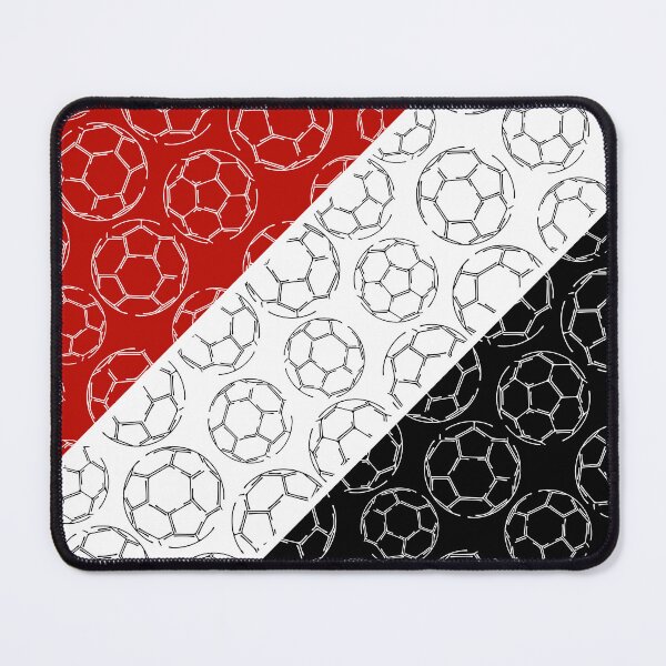 Item preview, Line art soccer balls on angled color blocks - red & black designed and sold by katzdzynes.