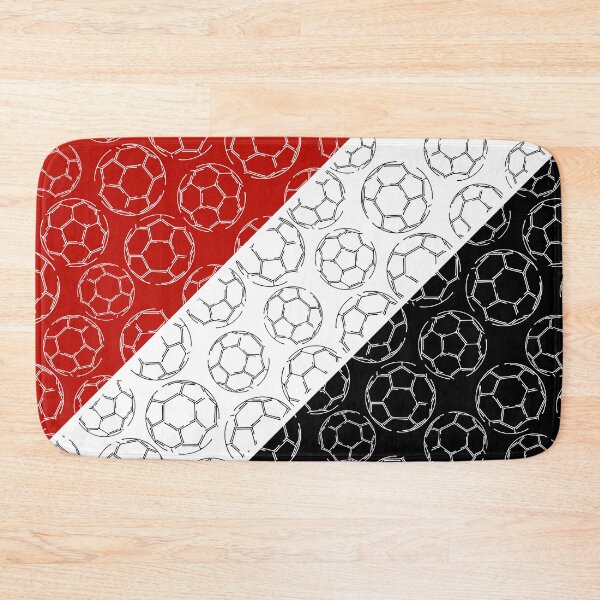 Item preview, Line art soccer balls on angled color blocks - red & black  designed and sold by katzdzynes.