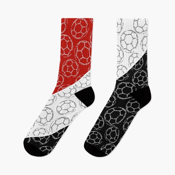Item preview, Line art soccer balls on angled color blocks - red & black  designed and sold by katzdzynes.