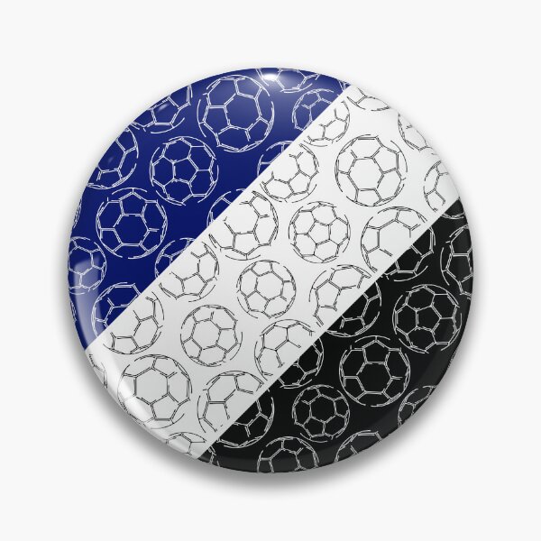 Item preview, Line art soccer balls on angled color blocks - blue & black  designed and sold by katzdzynes.