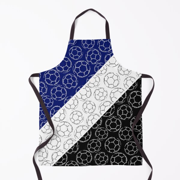 Item preview, Line art soccer balls on angled color blocks - blue & black designed and sold by katzdzynes.