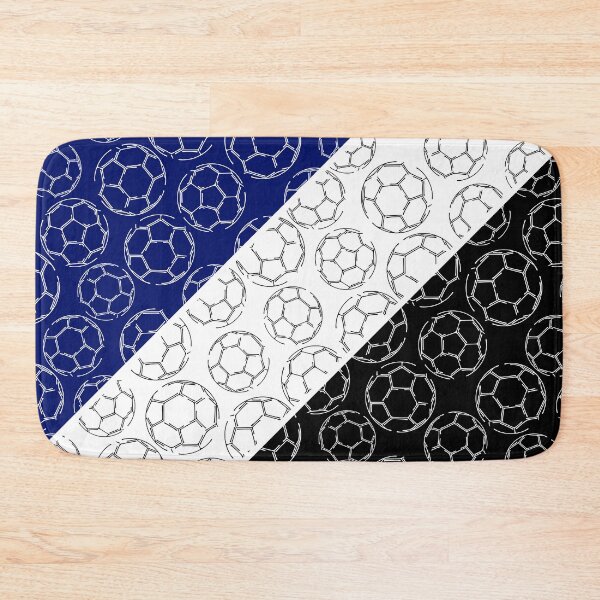Item preview, Line art soccer balls on angled color blocks - blue & black  designed and sold by katzdzynes.