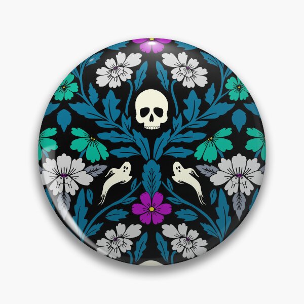 Item preview, Halloween ghost damask in blue designed and sold by Jennifer Ladd.